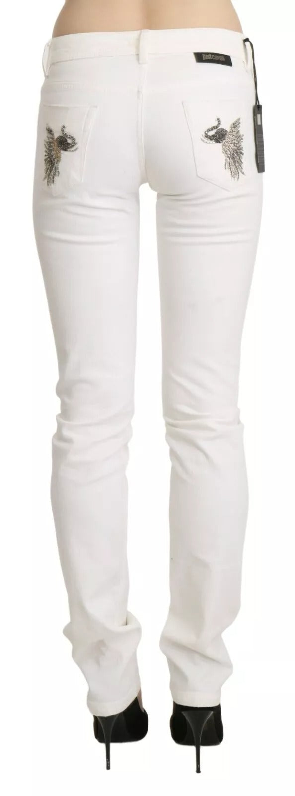 Just Cavalli White Cotton Slim Fit Mid Waist Skinny Trouser Women's Jeans (Pre-Owned)