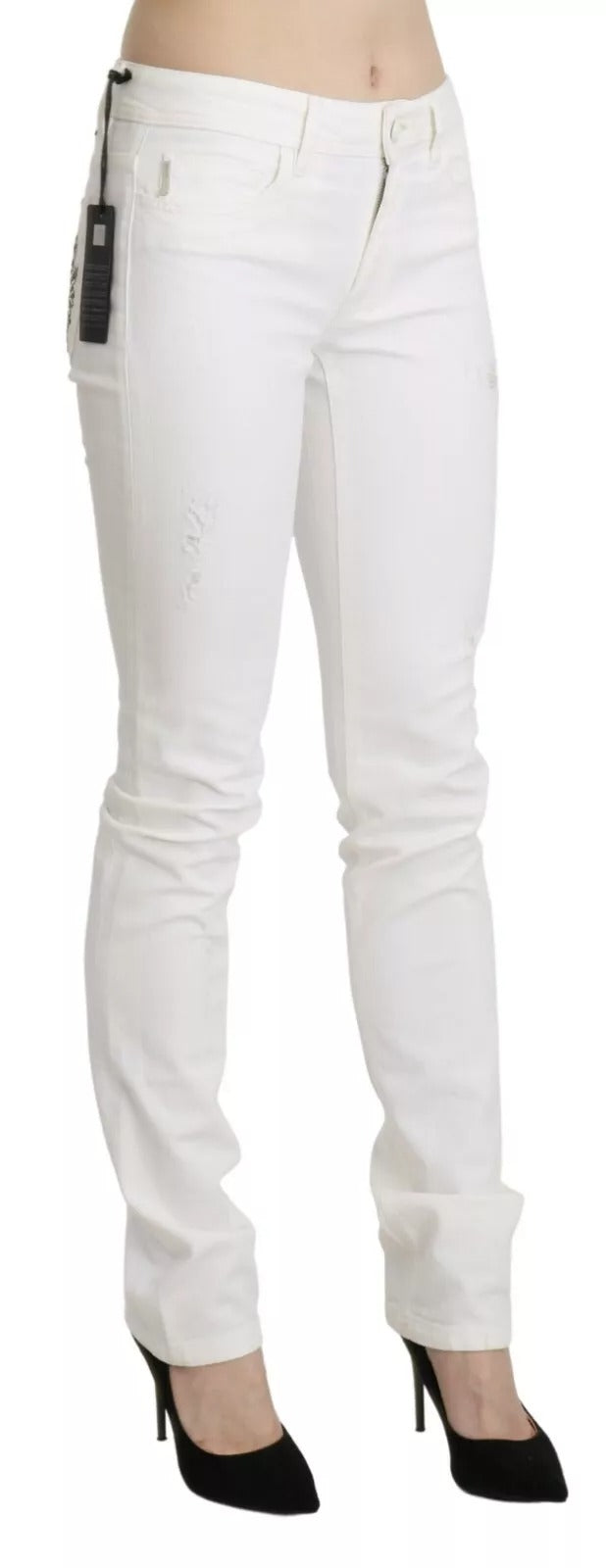 Just Cavalli White Cotton Slim Fit Mid Waist Skinny Trouser Women's Jeans (Pre-Owned)