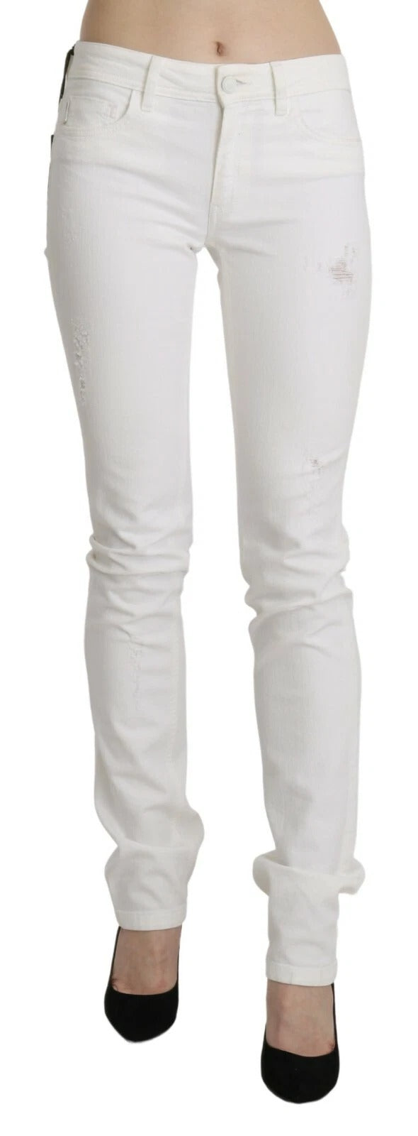 Just Cavalli White Cotton Slim Fit Mid Waist Skinny Trouser Women's Jeans (Pre-Owned)