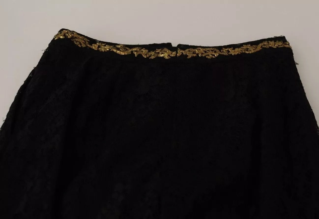 Dolce & Gabbana Black Lace Gold Baroque SPECIAL PIECE Women's Shorts