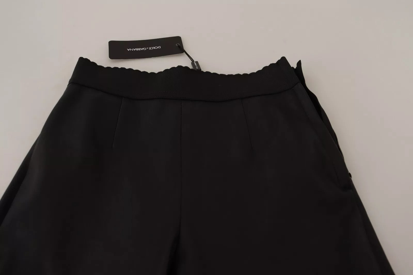 Dolce & Gabbana Black Leather Elastic Waist Trouser Women's Pants (Pre-Owned)