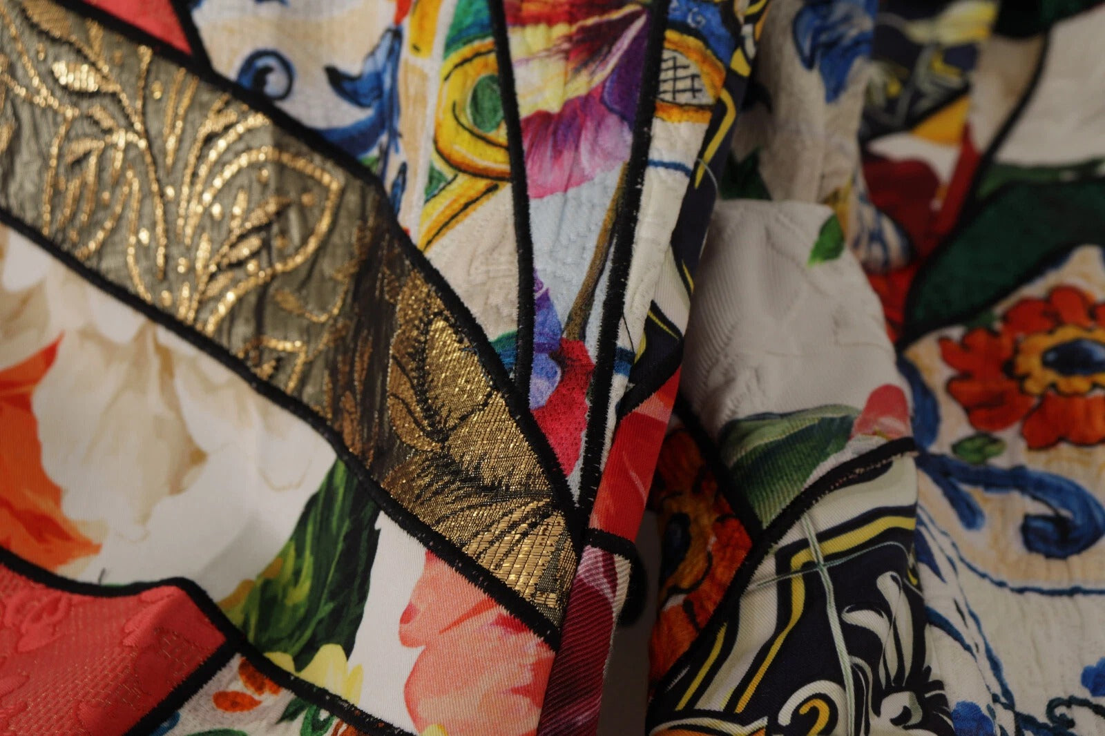 Dolce & Gabbana Multicolor Patchwork Jacquard High Waist Women's Pants