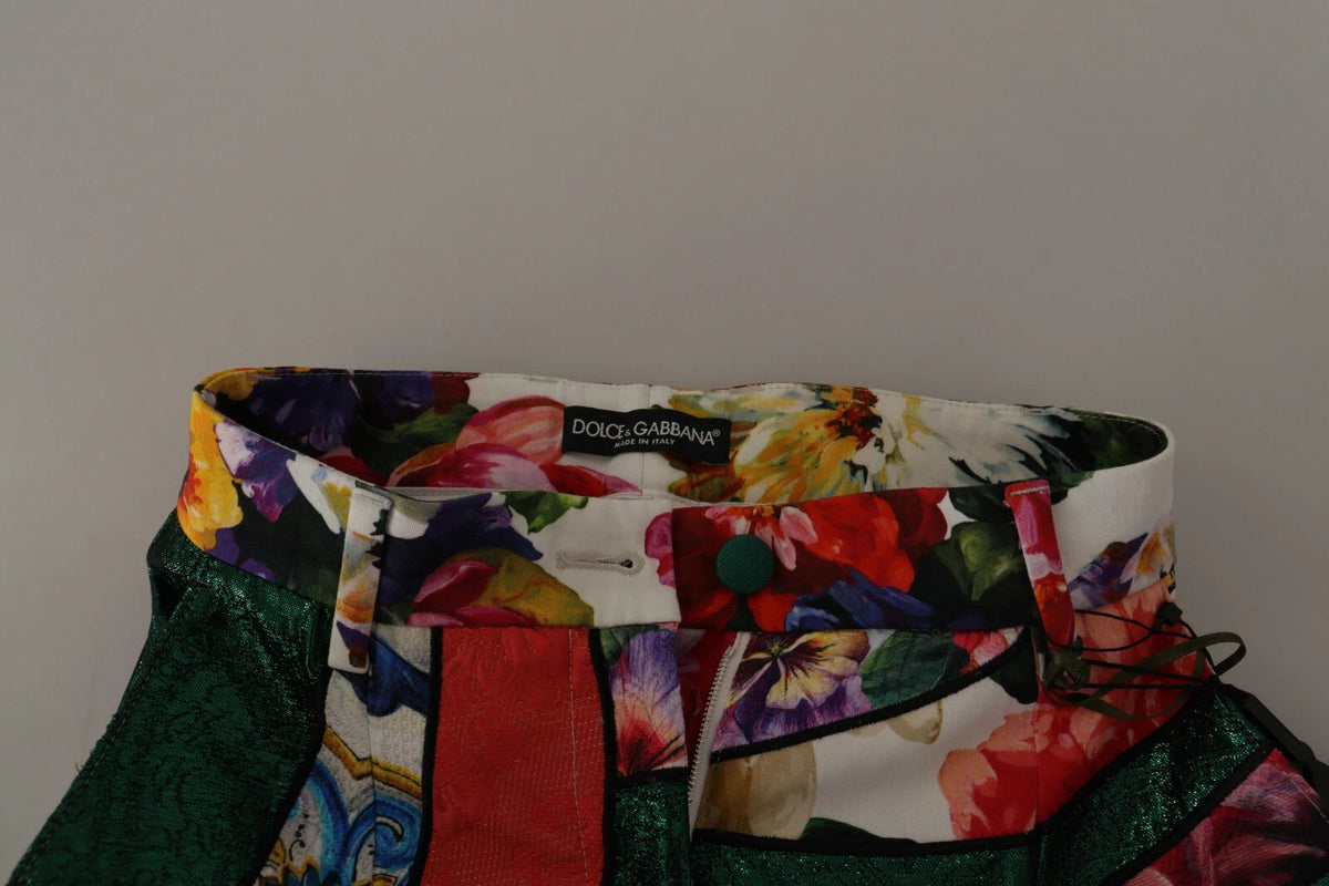 Dolce & Gabbana Multicolor Patchwork Jacquard High Waist Women's Pants