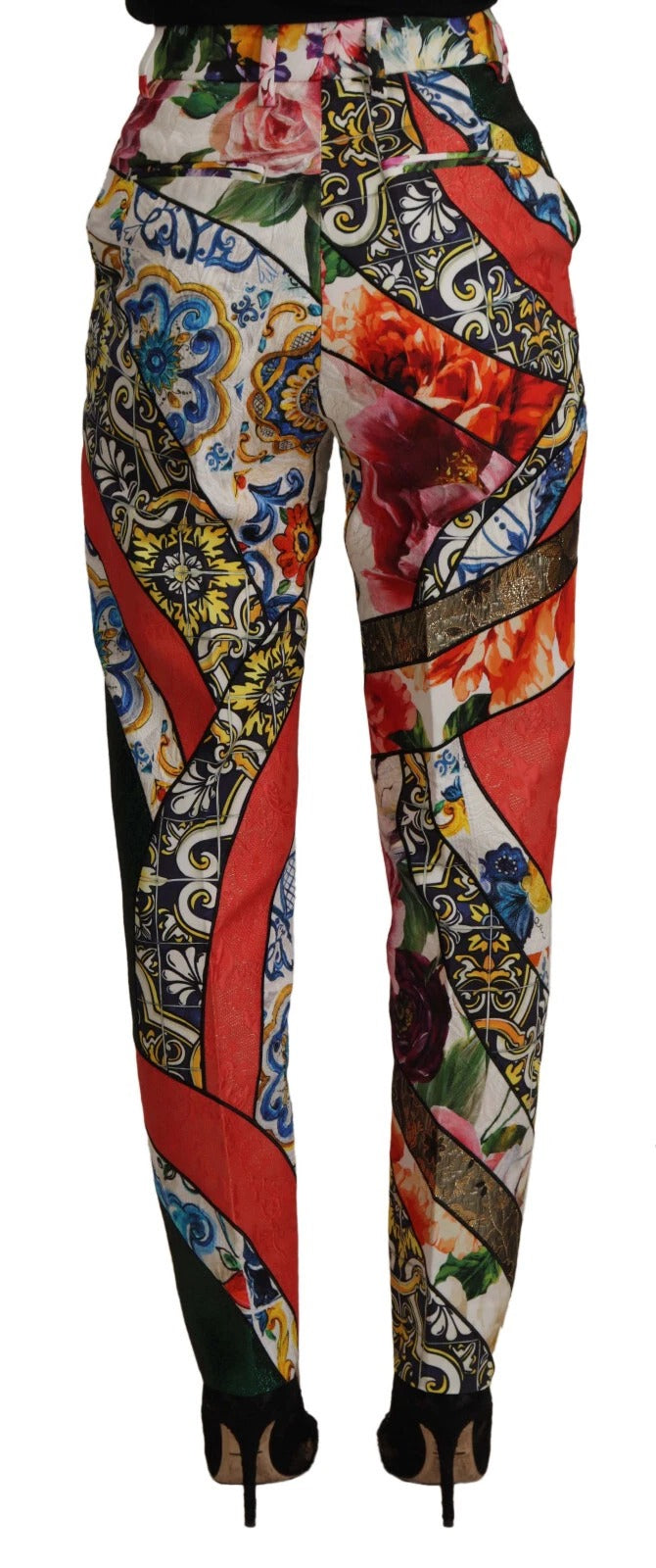 Dolce & Gabbana Multicolor Patchwork Jacquard High Waist Women's Pants