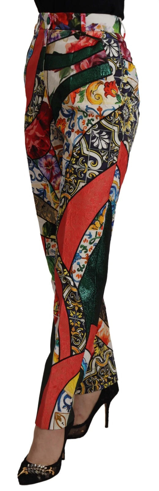 Dolce & Gabbana Multicolor Patchwork Jacquard High Waist Women's Pants
