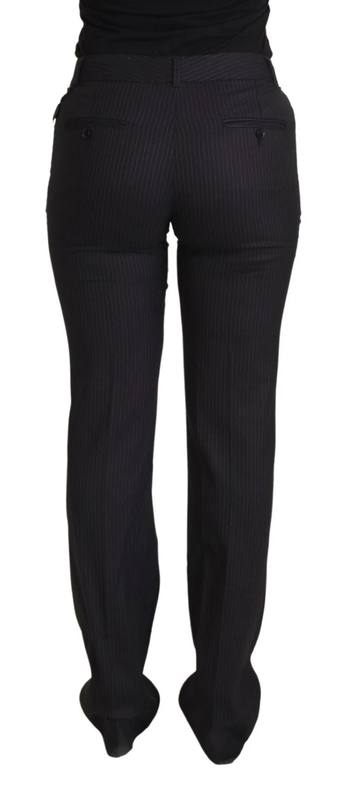 Dolce & Gabbana Black Stripes Mid Waist Trouser Women's Pants