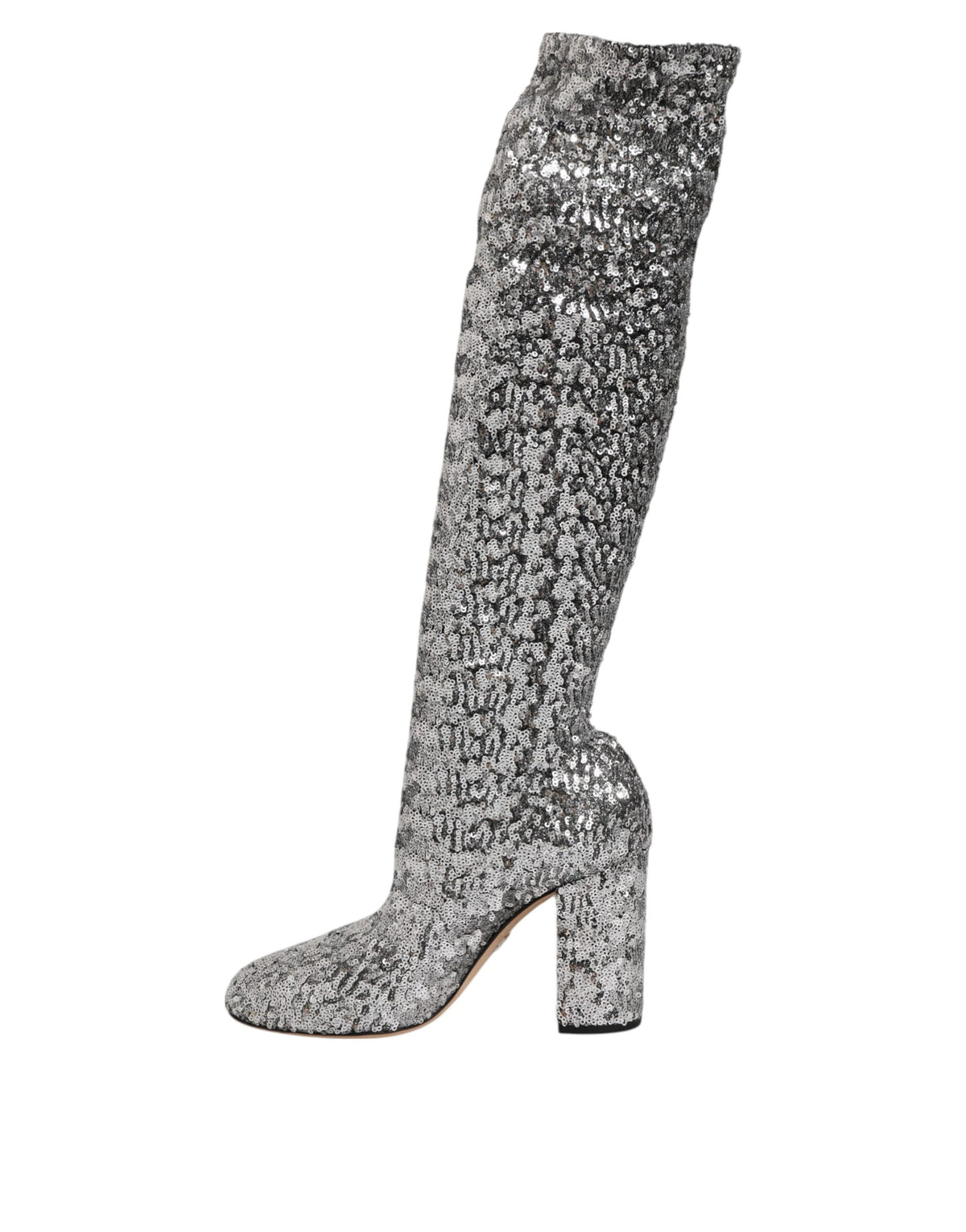 Dolce & Gabbana Women's Silver Sequins Glitter High Heel Boot Women's Shoes