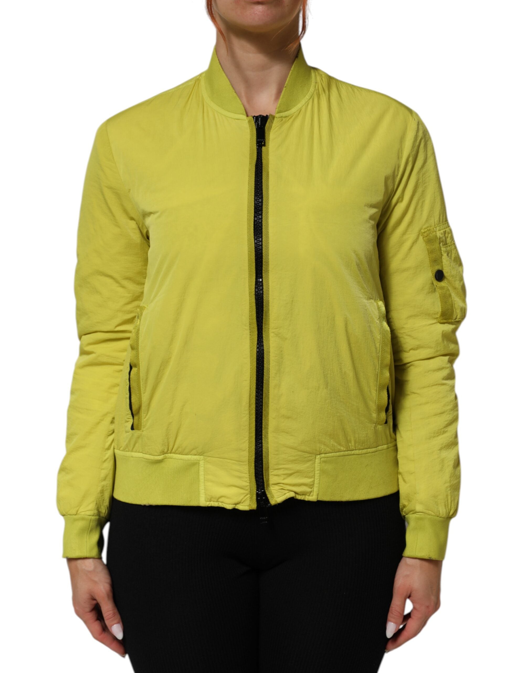 Dolce & Gabbana Yellow Polyamide Zipper Bomber Women’s Women's Jacket (Pre-Owned)