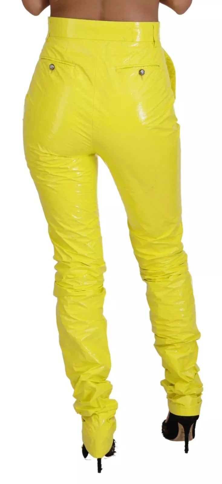 Dolce & Gabbana Yellow High Waist Skinny Women Trouser Women's Pants (Pre-Owned)