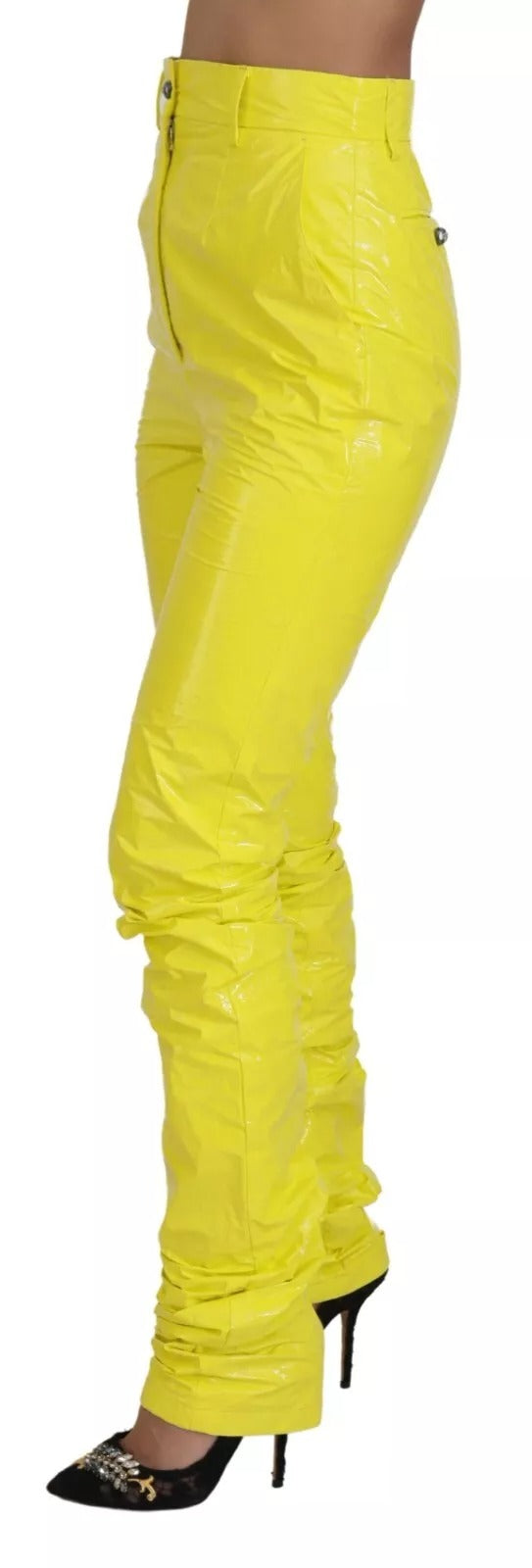 Dolce & Gabbana Yellow High Waist Skinny Women Trouser Women's Pants (Pre-Owned)