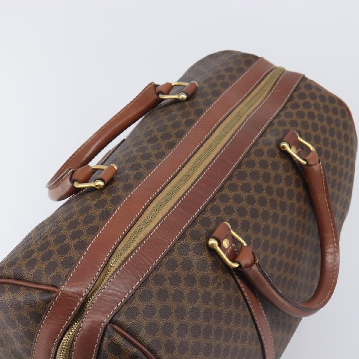 Celine Vintage Duffle Macadam Coated Canvas Brown Canvas Handbag (Pre-Owned)