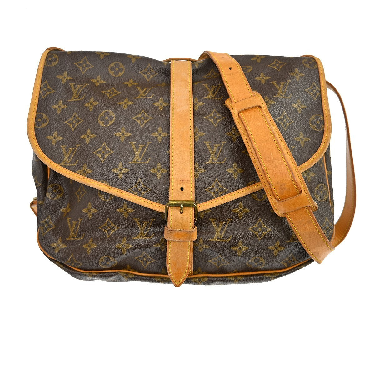 Louis Vuitton Saumur Monogram Brown Canvas Shoulder Bag Bag (Pre-Owned)