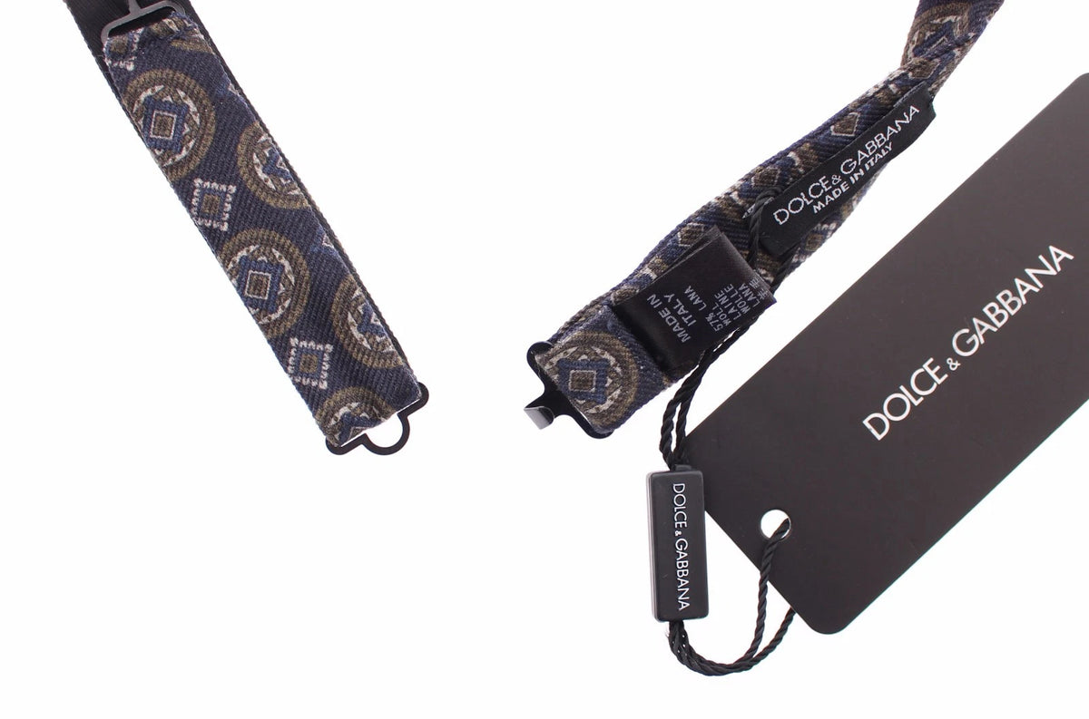 Dolce & Gabbana Blue Silk Baroque Fantasi Tied Bow Tie Men's Papillon
