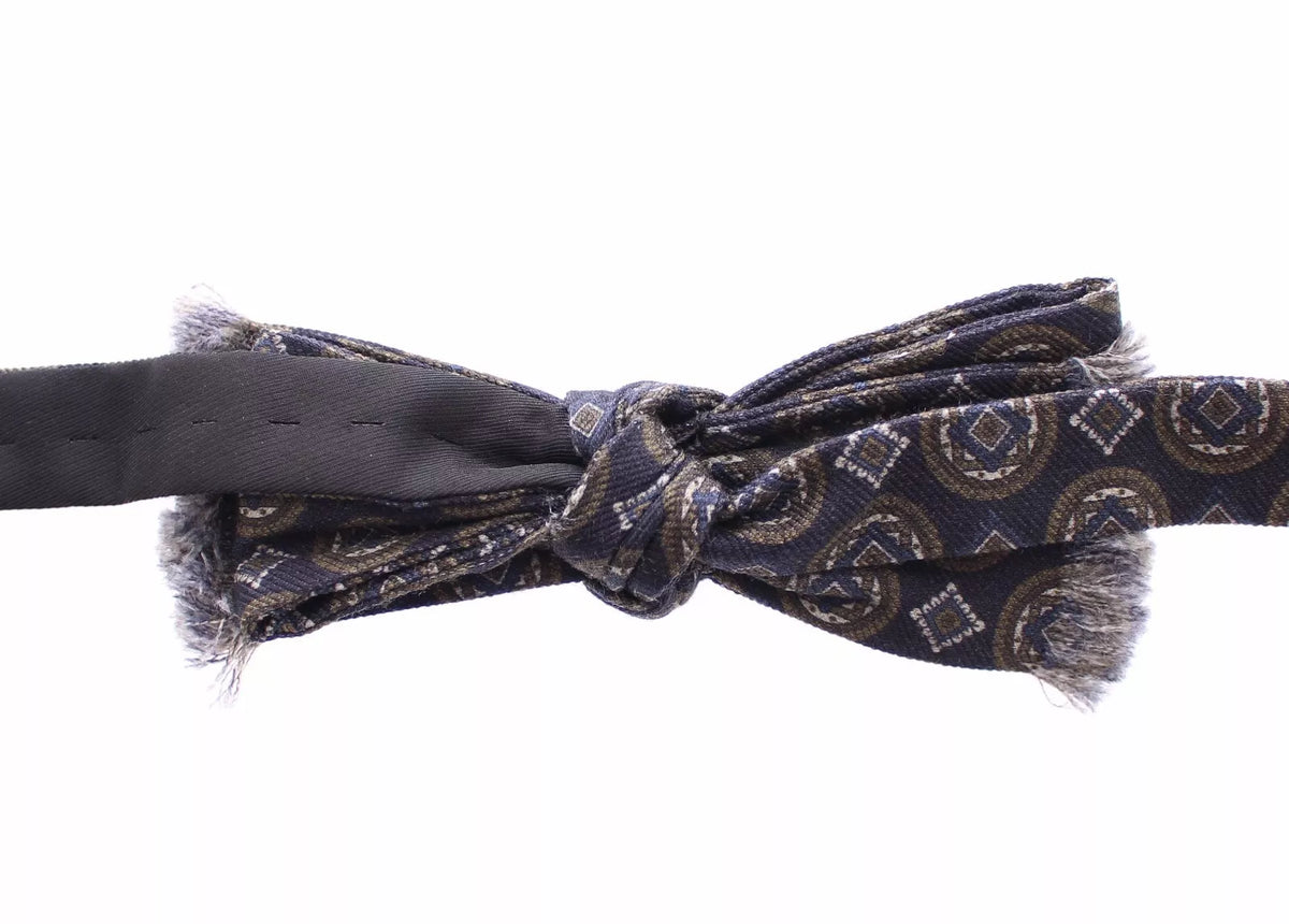 Dolce & Gabbana Blue Silk Baroque Fantasi Tied Bow Tie Men's Papillon
