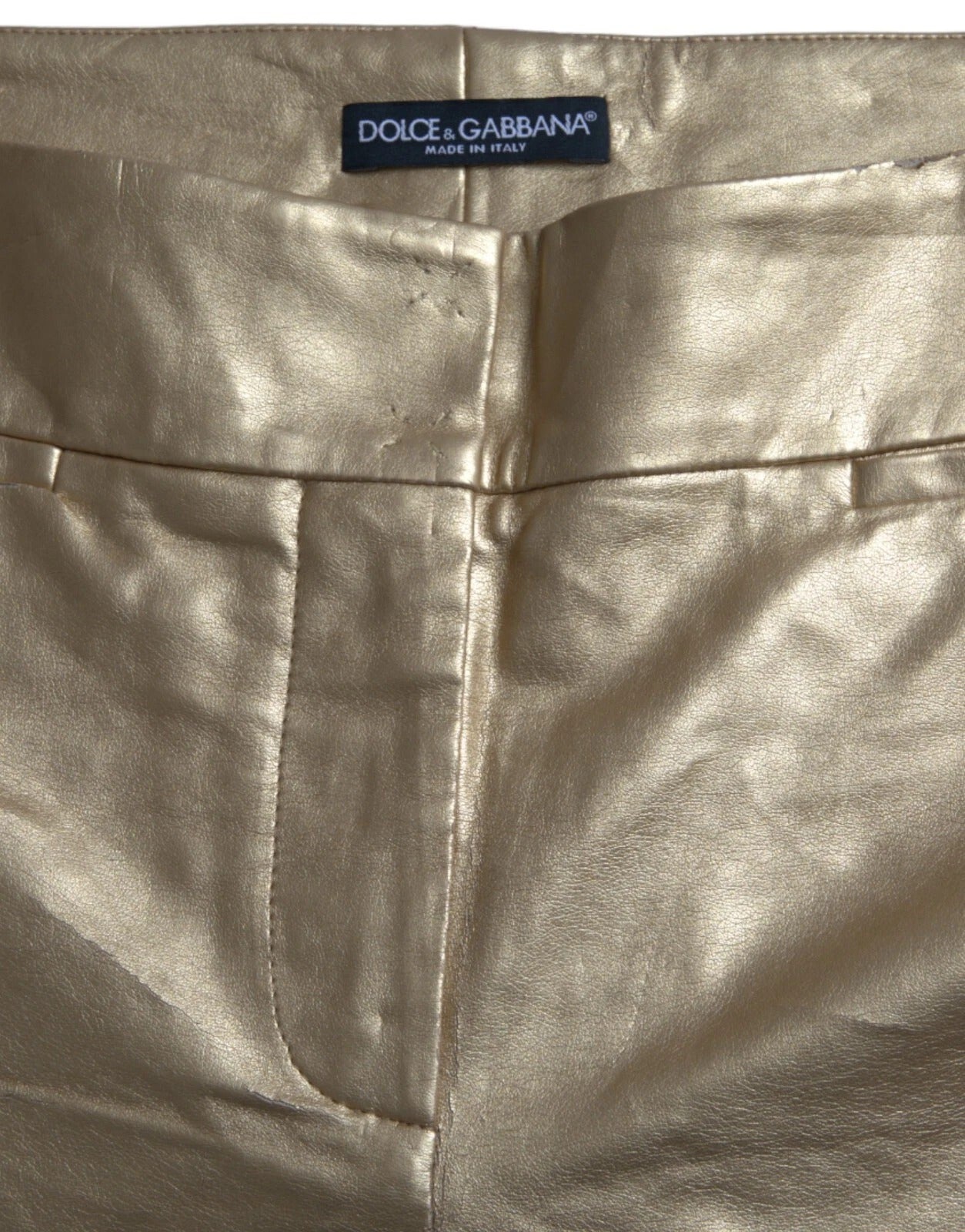Dolce & Gabbana Gold High Waist Skinny Women Metallic Women's Pants (Pre-Owned)