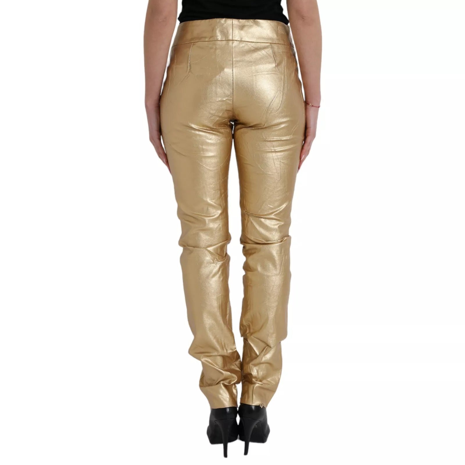 Dolce & Gabbana Gold High Waist Skinny Women Metallic Women's Pants (Pre-Owned)