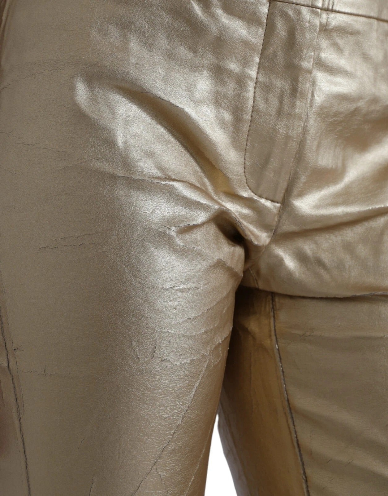 Dolce & Gabbana Gold High Waist Skinny Women Metallic Women's Pants (Pre-Owned)