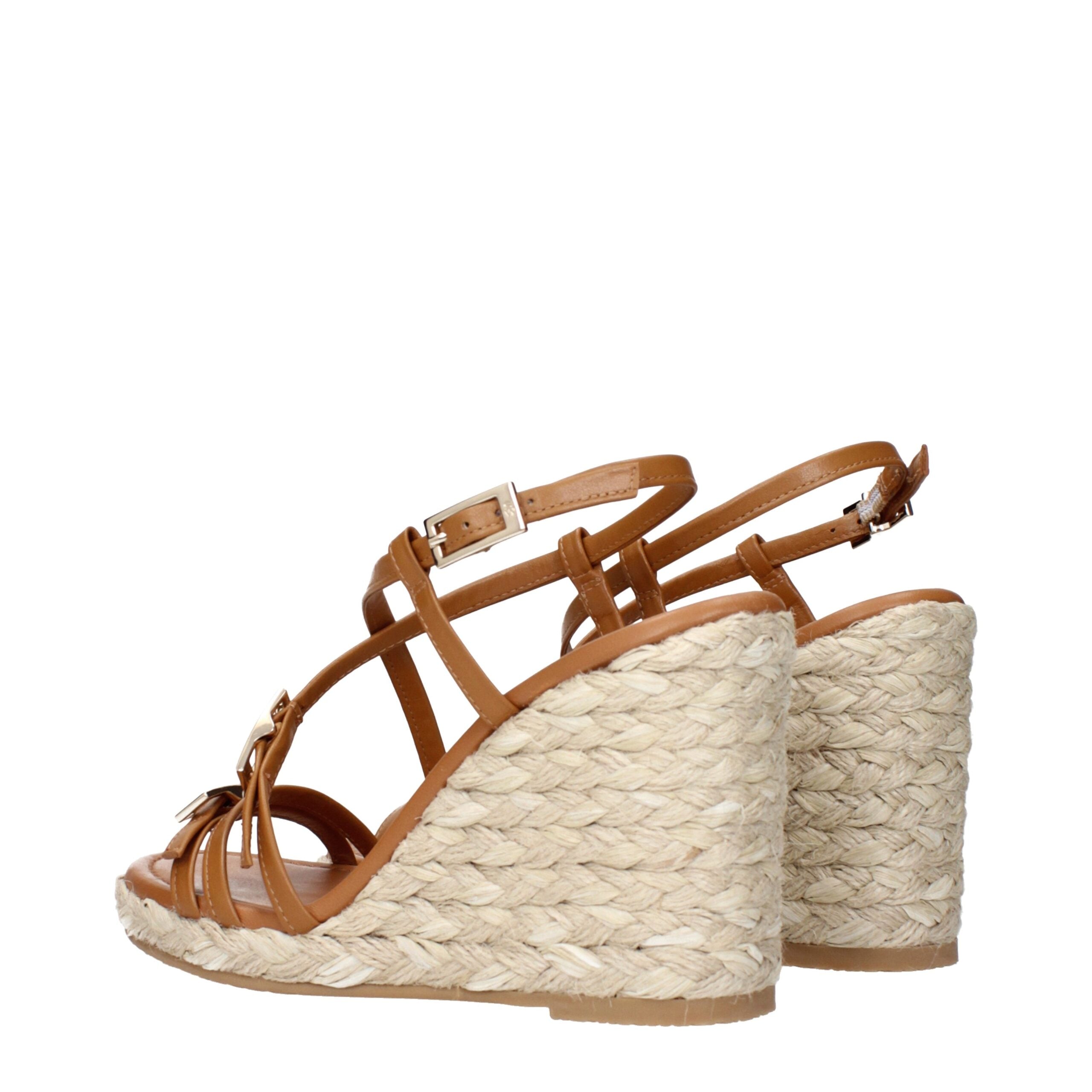 Stuart Weitzman Brown Leather Wedge Women's Sandals