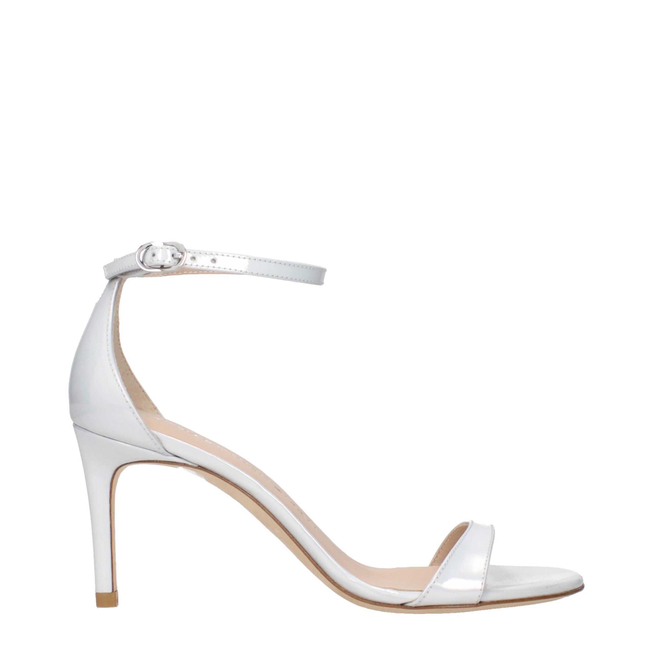 Stuart Weitzman White Leather Stiletto Heel Women's Sandals