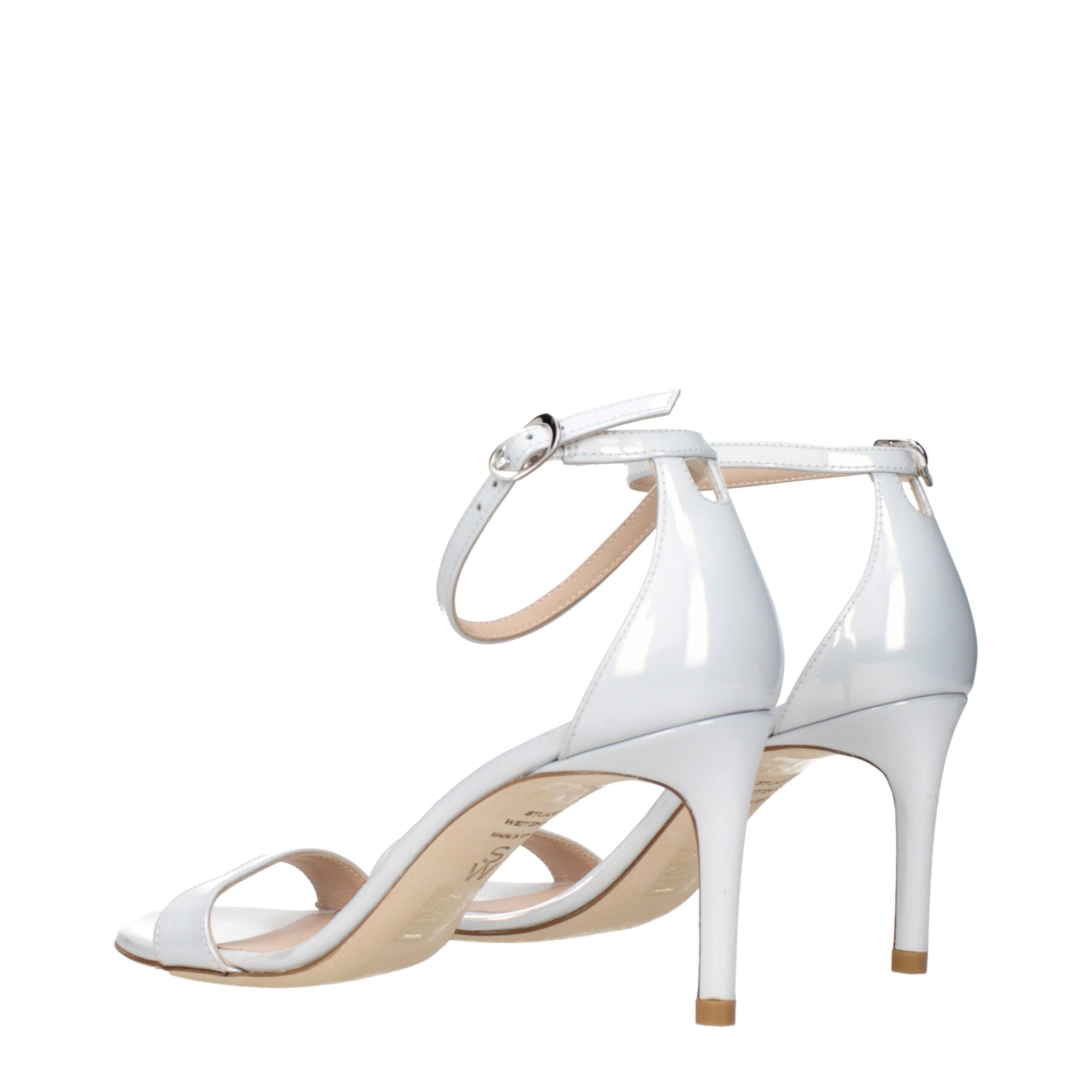 Stuart Weitzman White Leather Stiletto Heel Women's Sandals
