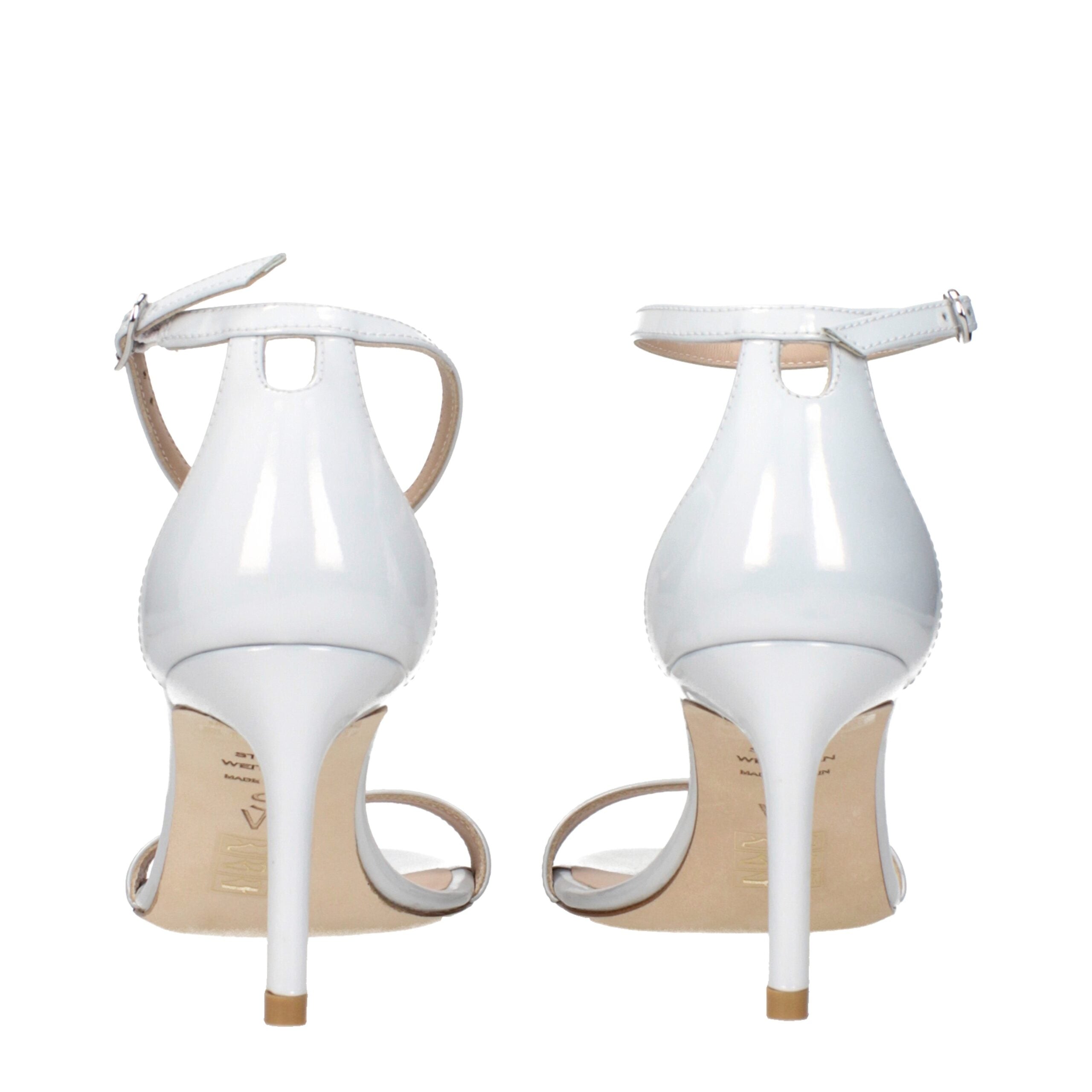 Stuart Weitzman White Leather Stiletto Heel Women's Sandals