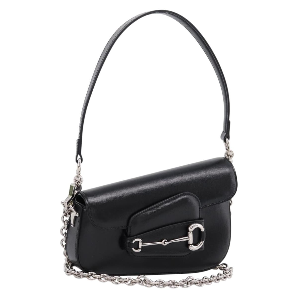 Gucci Horsebit 1955 Asymmetric Leather Black Leather Shoulder Bag Bag (Pre-Owned)