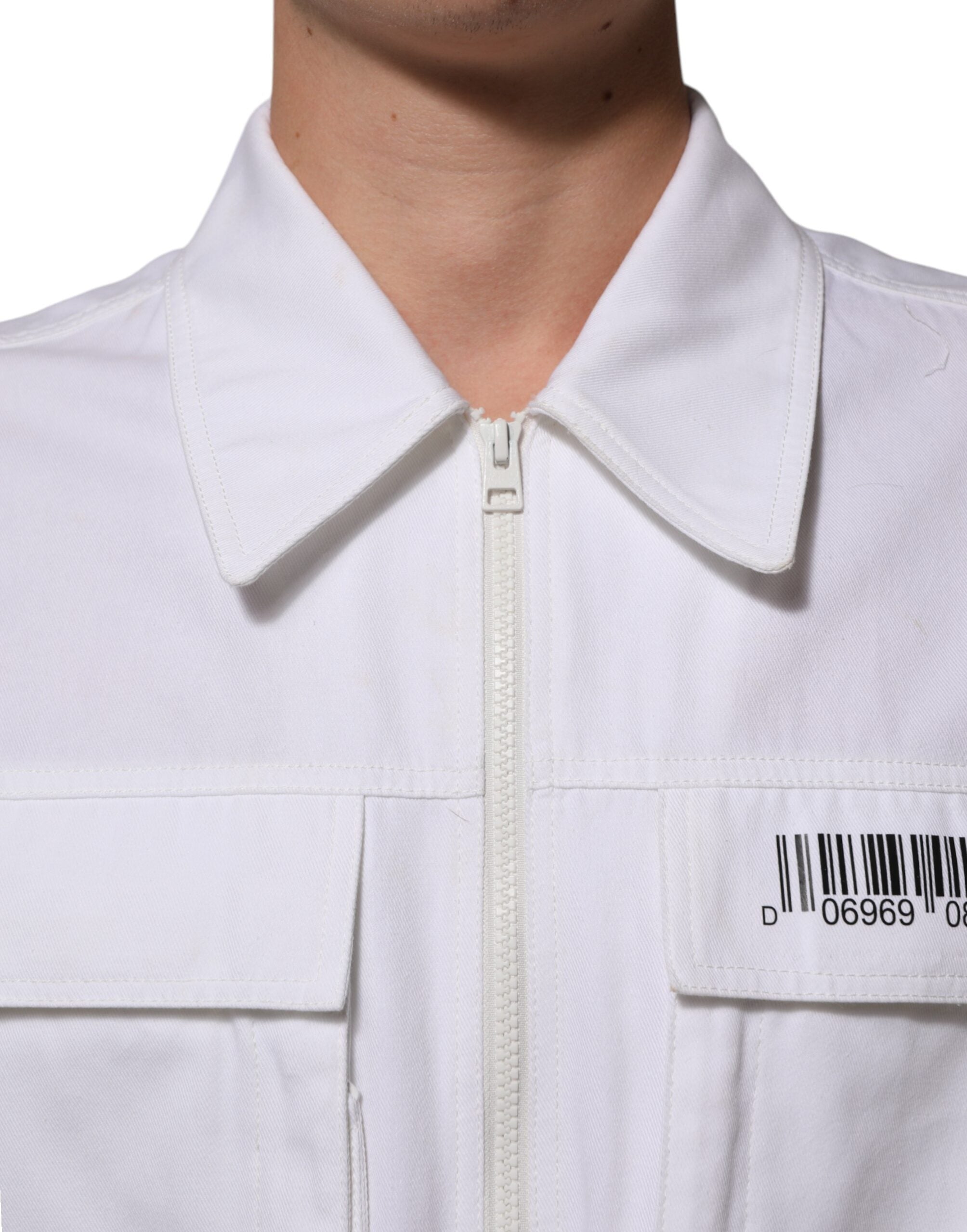 Dolce & Gabbana White Barcode Patch Utility Zip Jumpsuit Men's Pants (Pre-Owned)