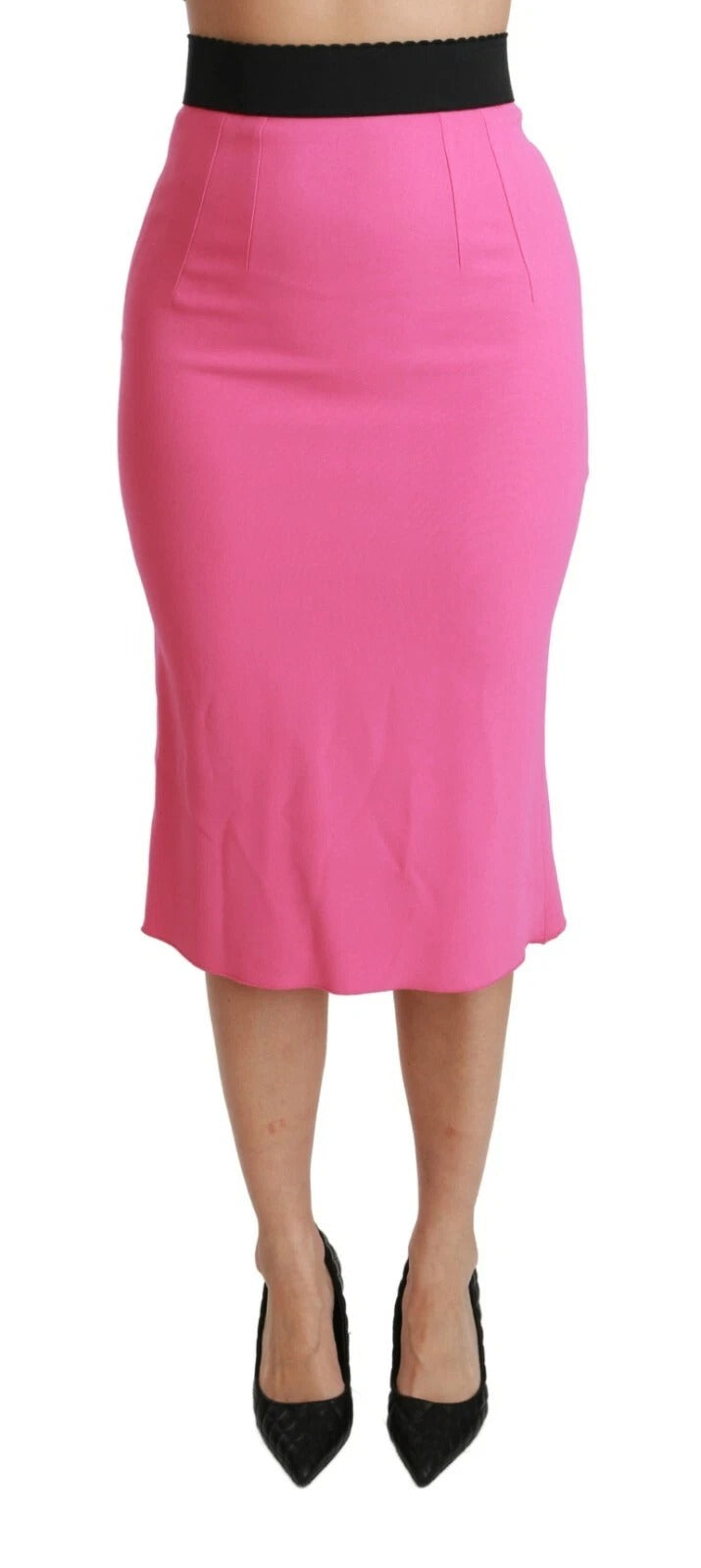 Dolce & Gabbana Pink High Waist Pencil Cut Midi Women's Skirt