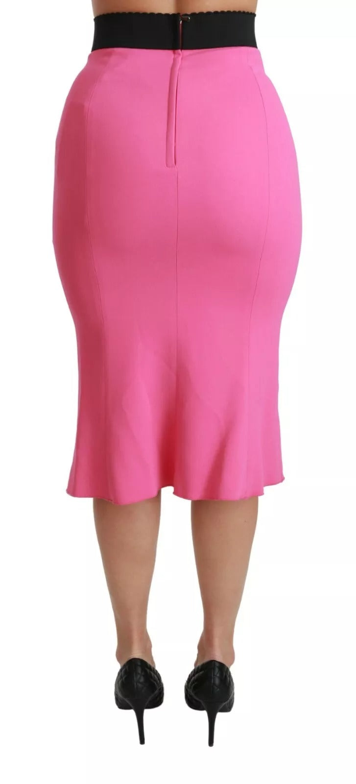 Dolce & Gabbana Pink High Waist Pencil Cut Midi Women's Skirt