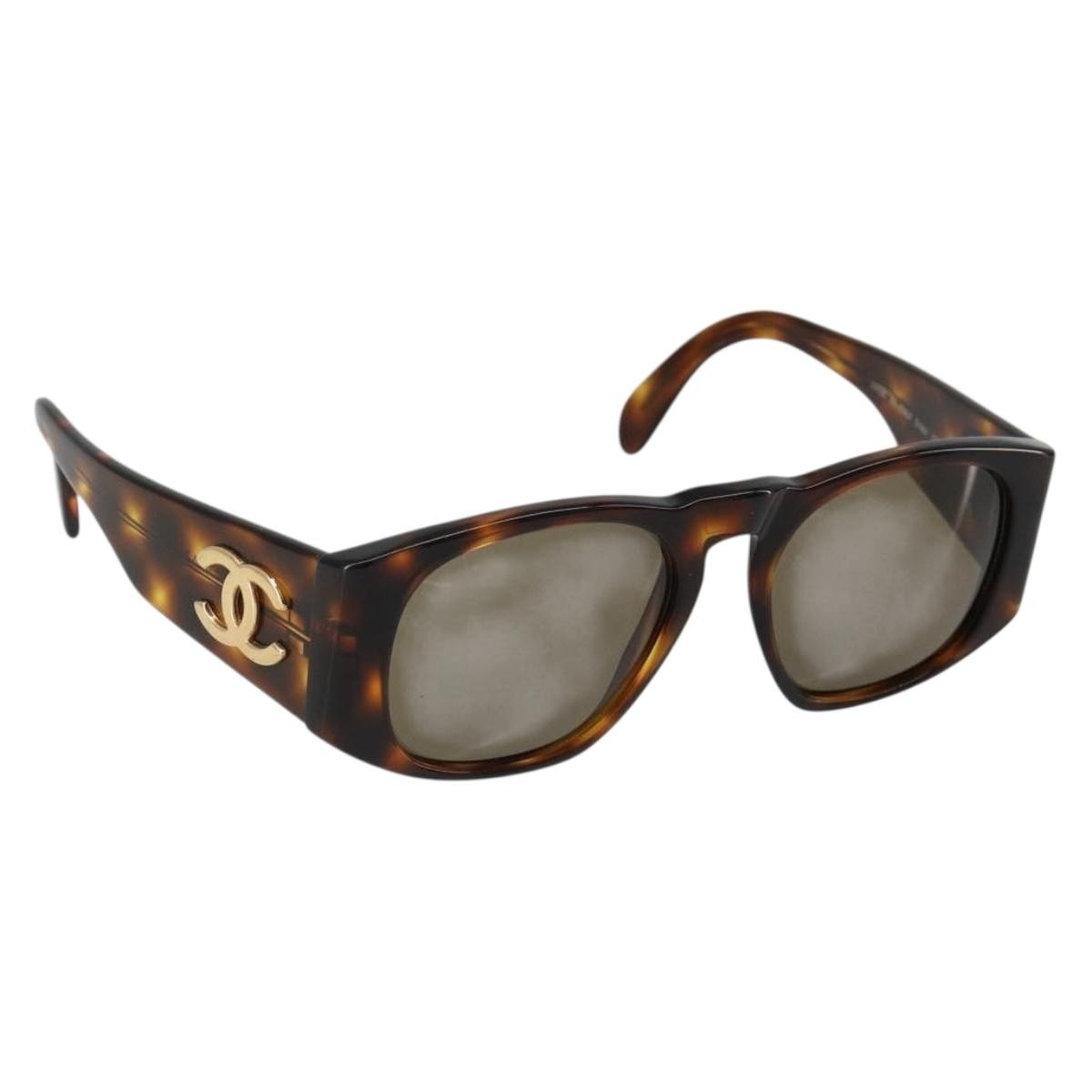 Chanel Coco Mark Barette Gold Plated Brown Plastic Sunglasse Accessory (Pre-Owned)