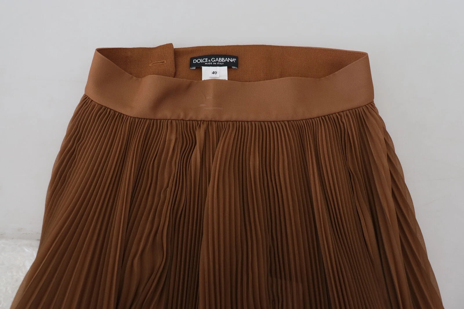 Dolce & Gabbana Beige Longuette Plisse Chiffon Midi Women's Skirt (Pre-Owned)