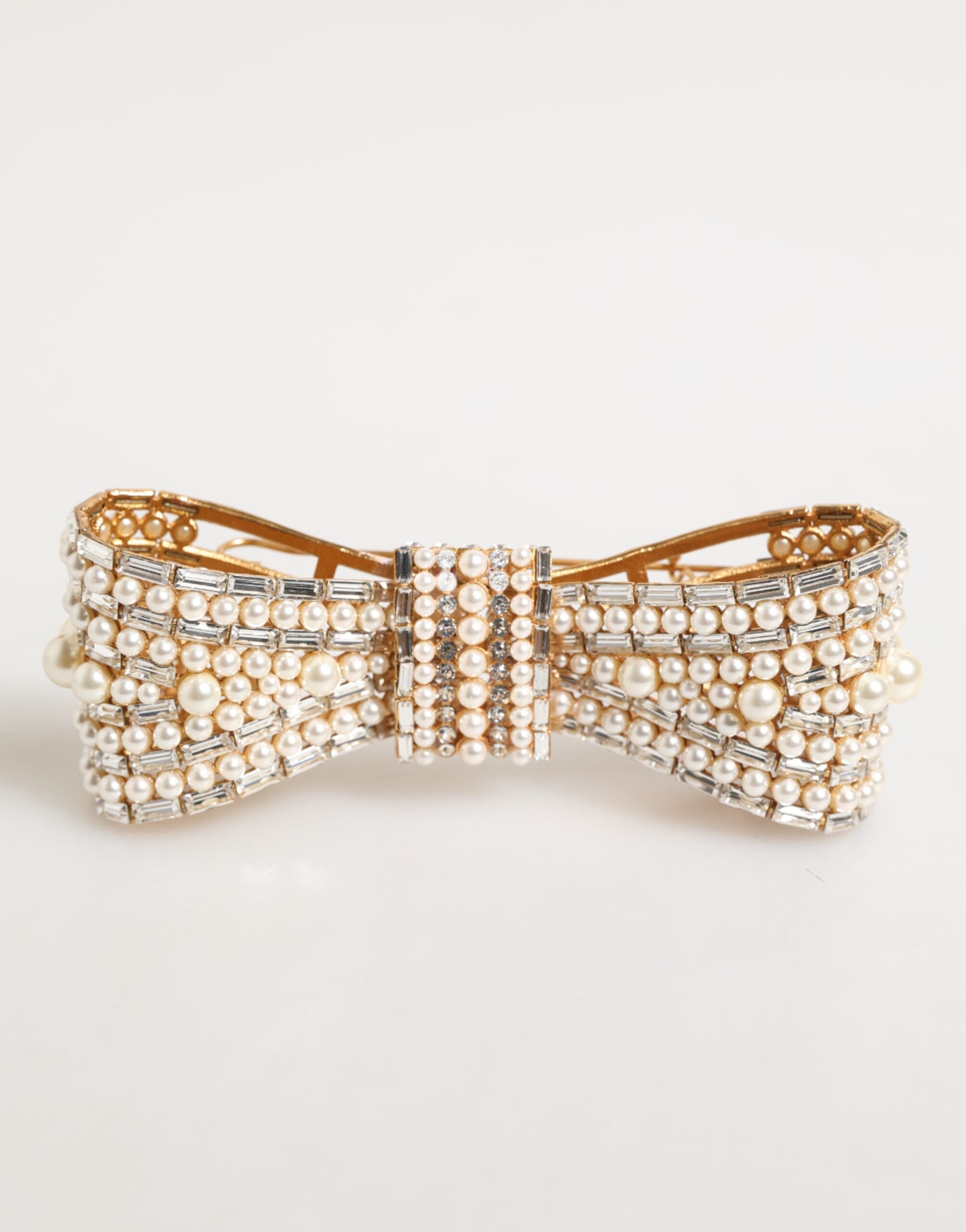 Dolce & Gabbana Gold Brass Glas Crystal Faux Pearl Embellished Women's Brooch (Pre-Owned)