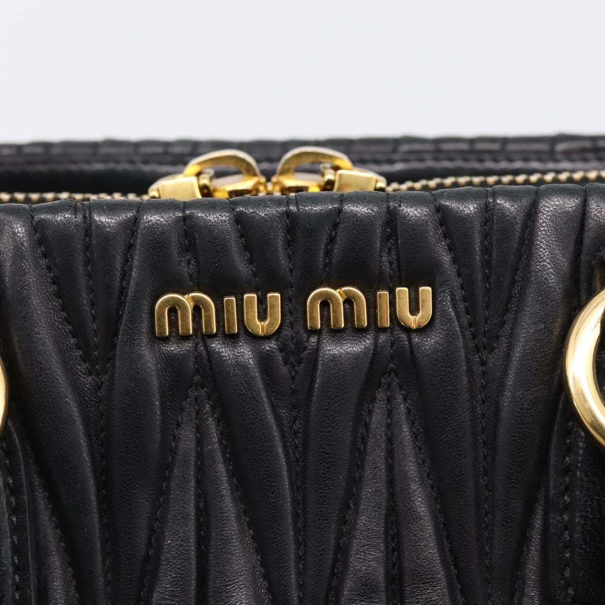 Miu Miu Madras Bowler Matelasse Leather Black Leather Handbag (Pre-Owned)