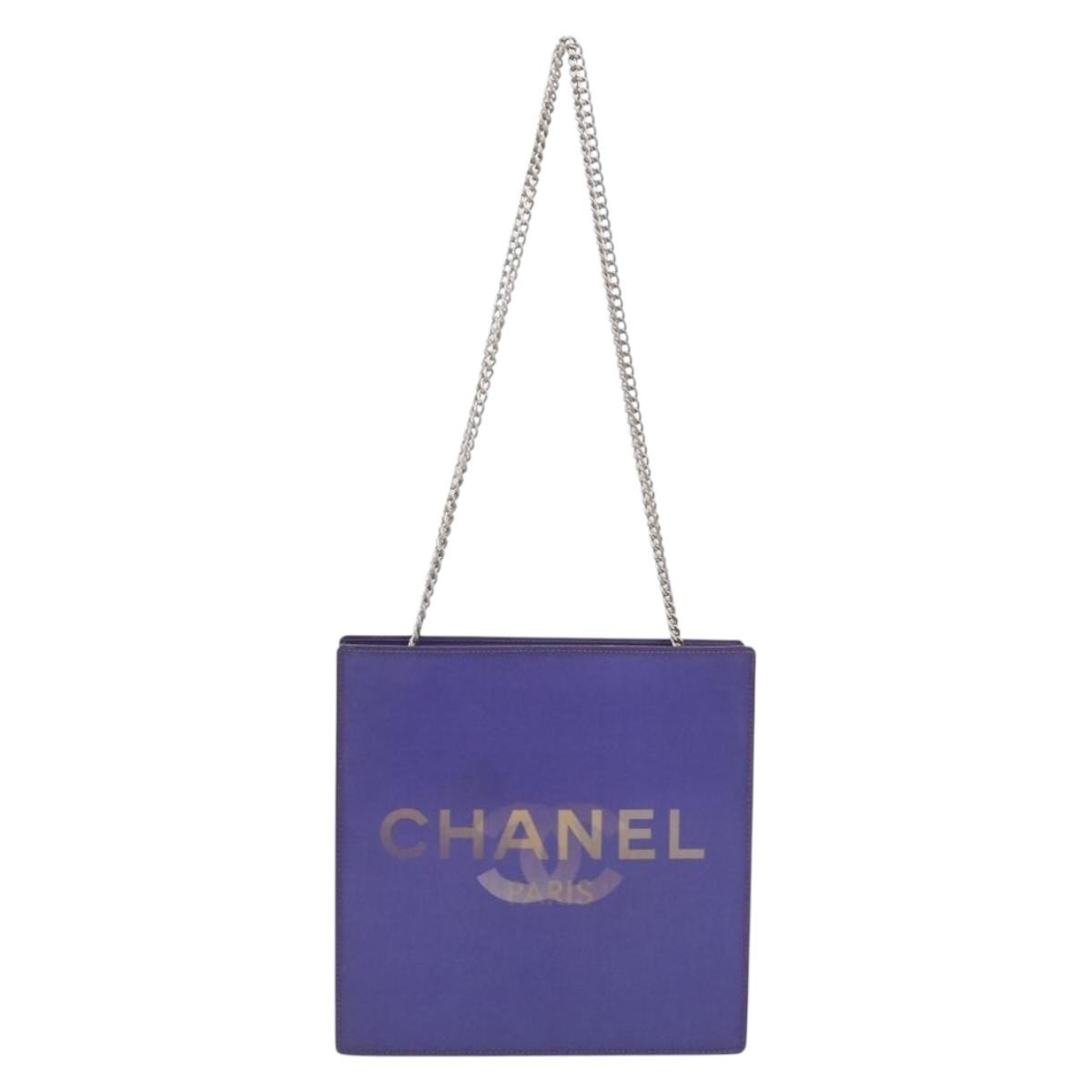 Chanel Vintage Holographic Chain Vinyl Purple Synthetic Tote Bag Bag (Pre-Owned)