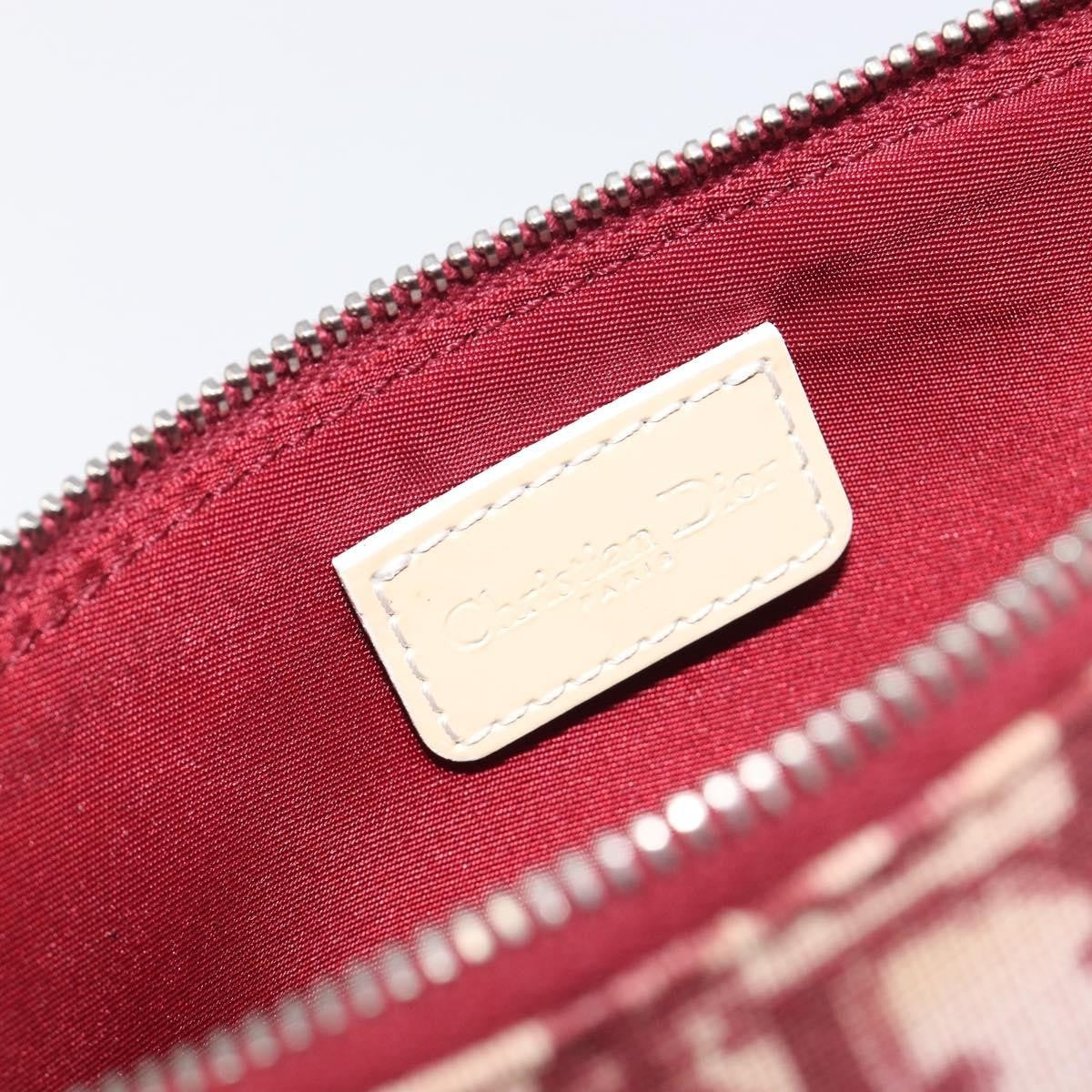 Christian Dior Vintage Saddle Bag Canvas Red Canvas Clutche & Pouche Bag (Pre-Owned)