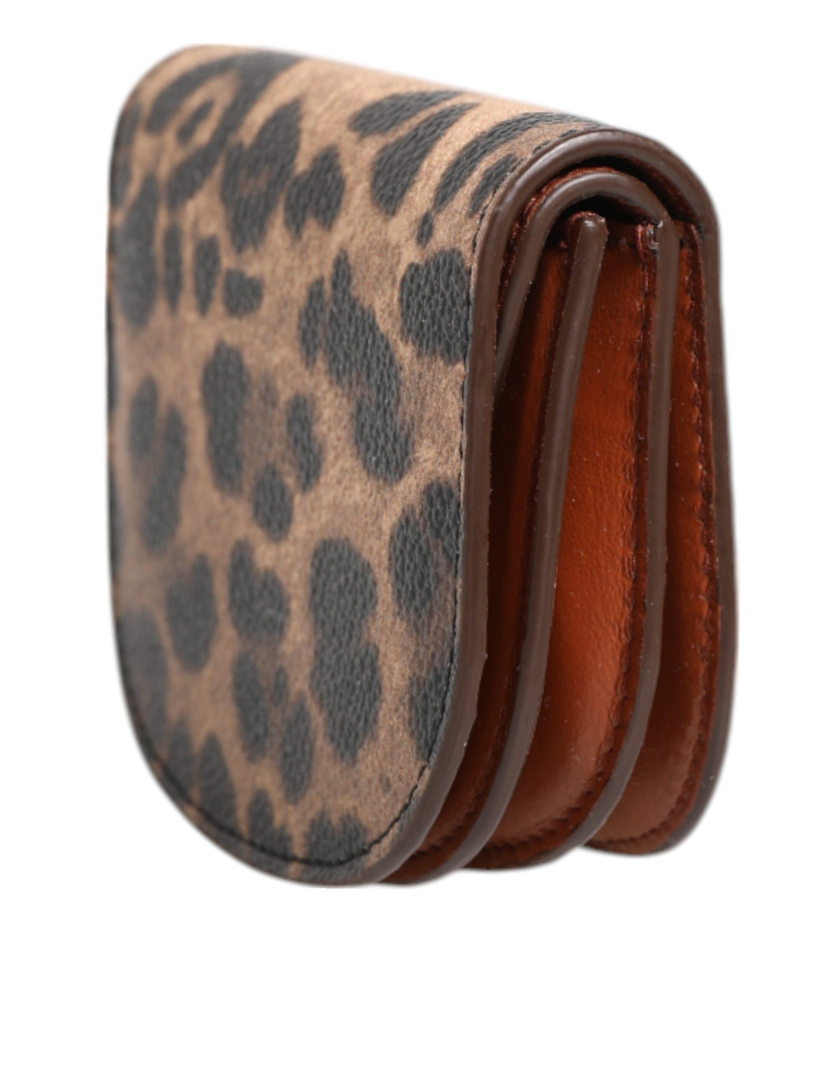 Dolce & Gabbana Brown Leopard Print Calf Leather Small Coin Purse Women's Wallet
