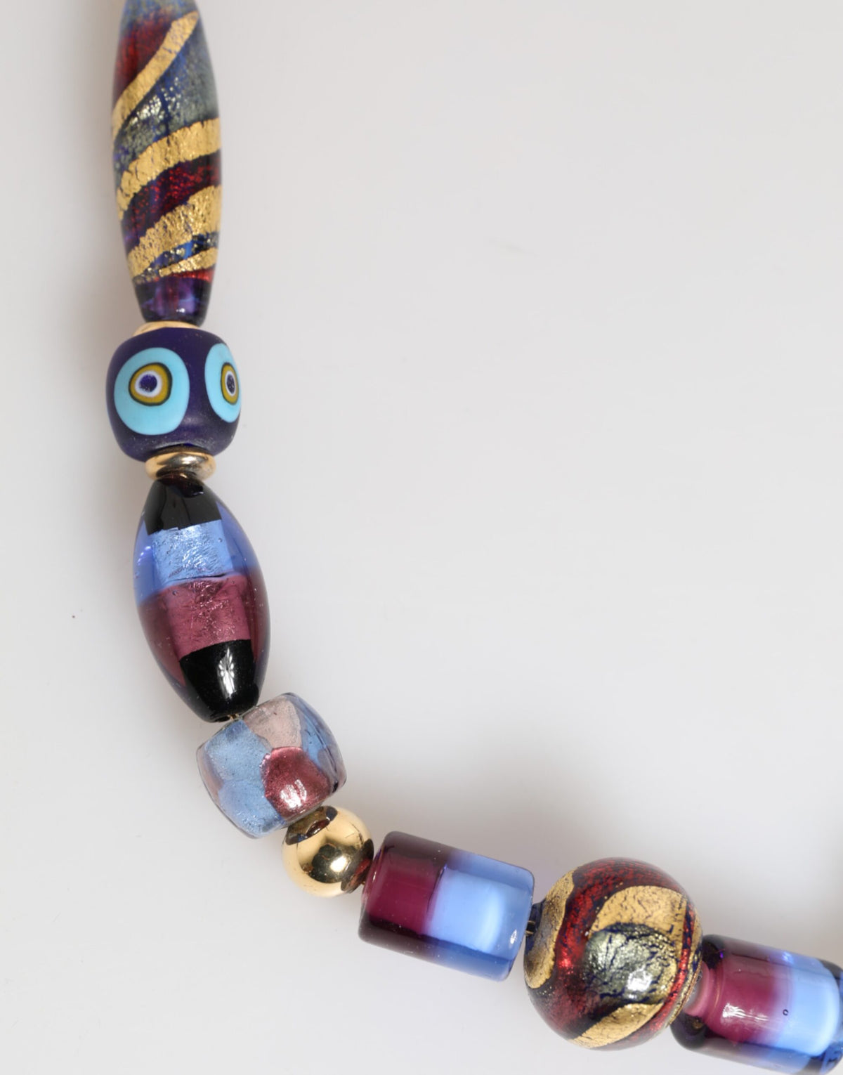 Dolce & Gabbana Multicolor Murano Glass Beads Gold Brass Chain Jewelry Women's Necklace