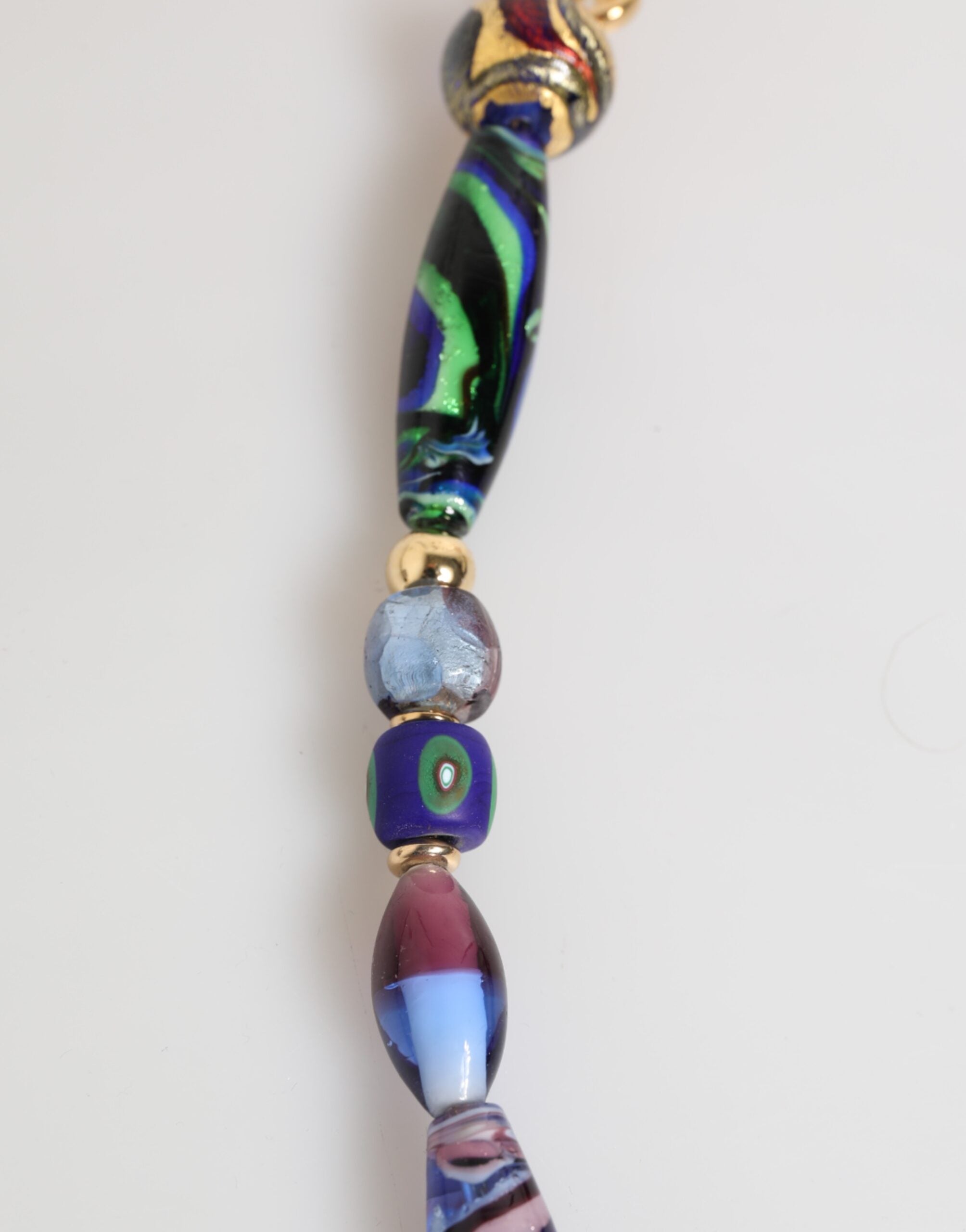 Dolce & Gabbana Multicolor Murano Glass Beads Gold Brass Chain Jewelry Women's Necklace