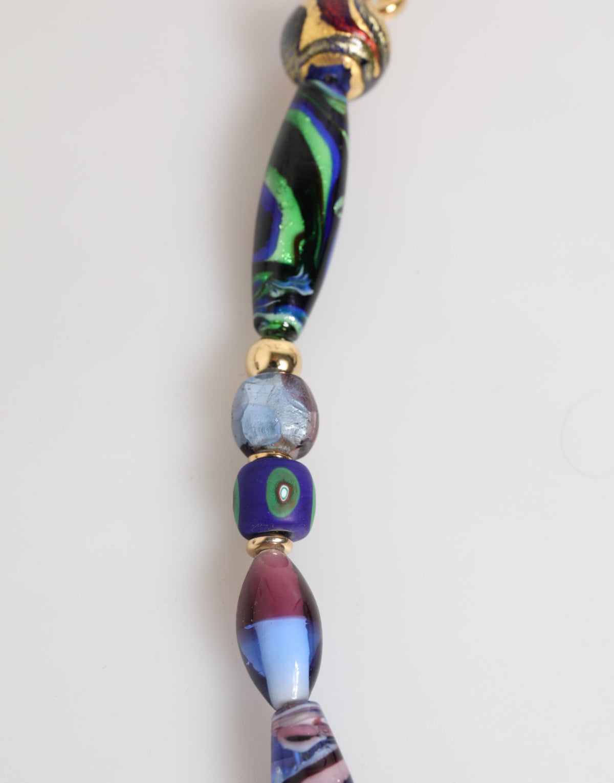 Dolce & Gabbana Multicolor Murano Glass Beads Gold Brass Chain Jewelry Women's Necklace
