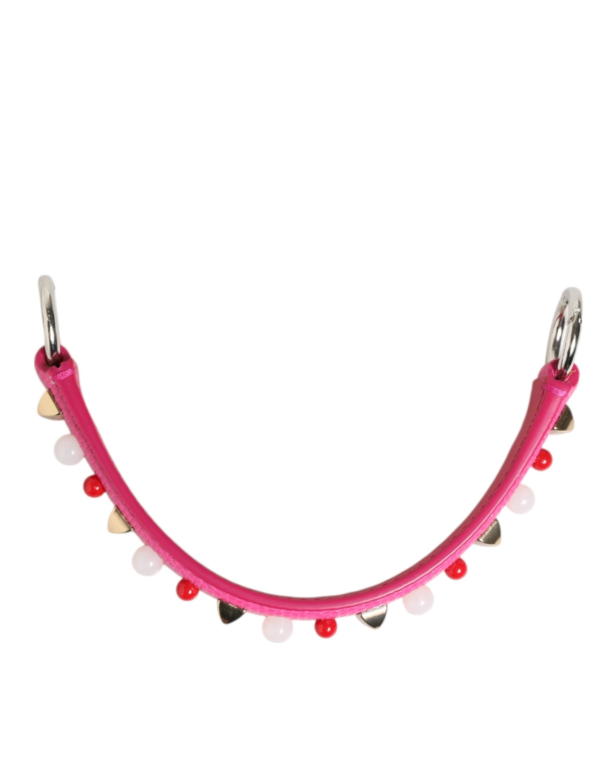 Dolce & Gabbana Pink Embellished Leather Bag Handle Women Shoulder Women's Strap
