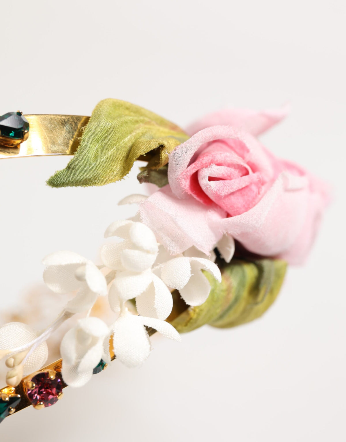 Dolce & Gabbana Gold Floral Tiara Pink Roses Crystal Crown Women's Headband (Pre-Owned)