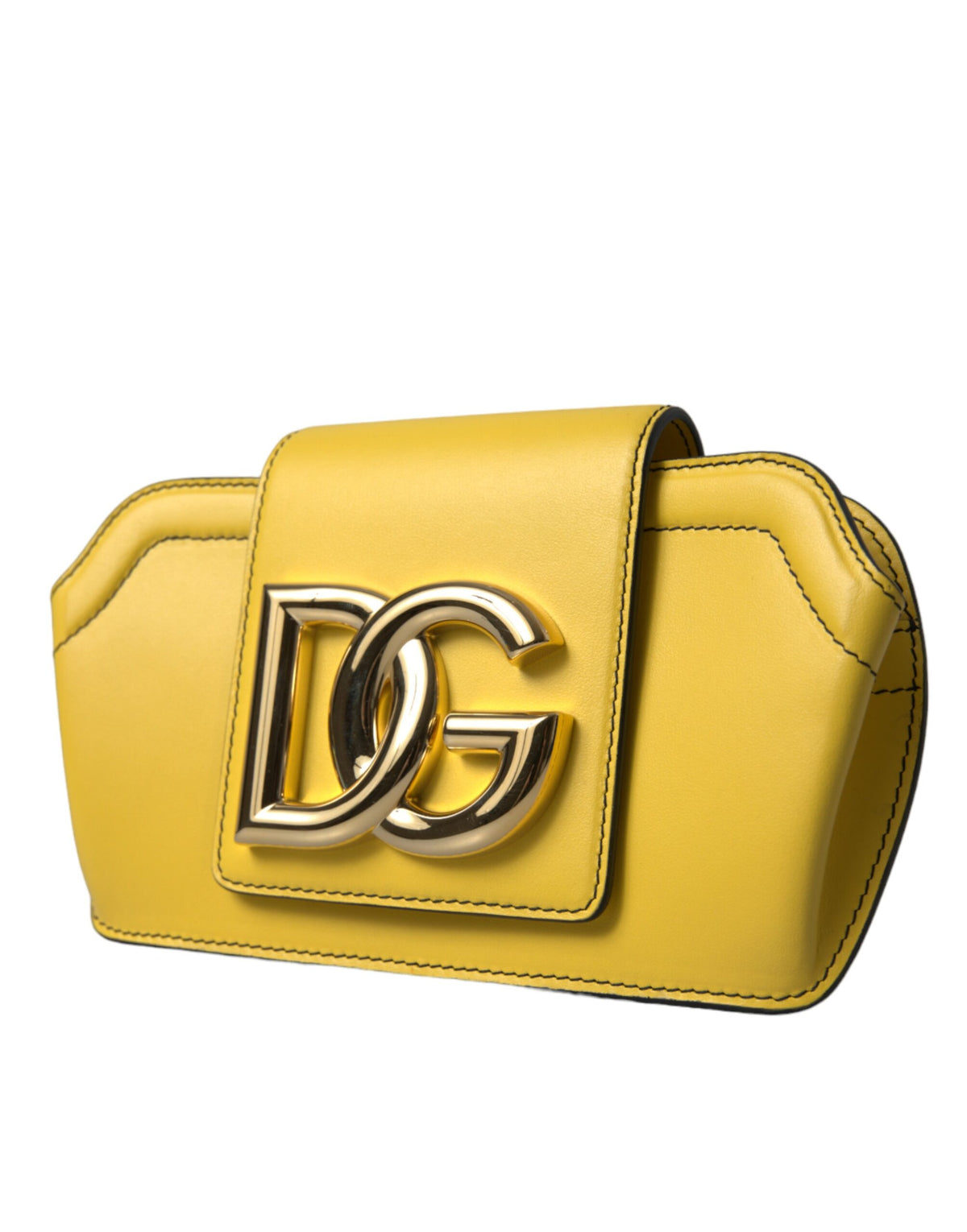 Dolce & Gabbana Yellow Smooth Leather DG Logo Clutch Crossbody Case Women's Bag
