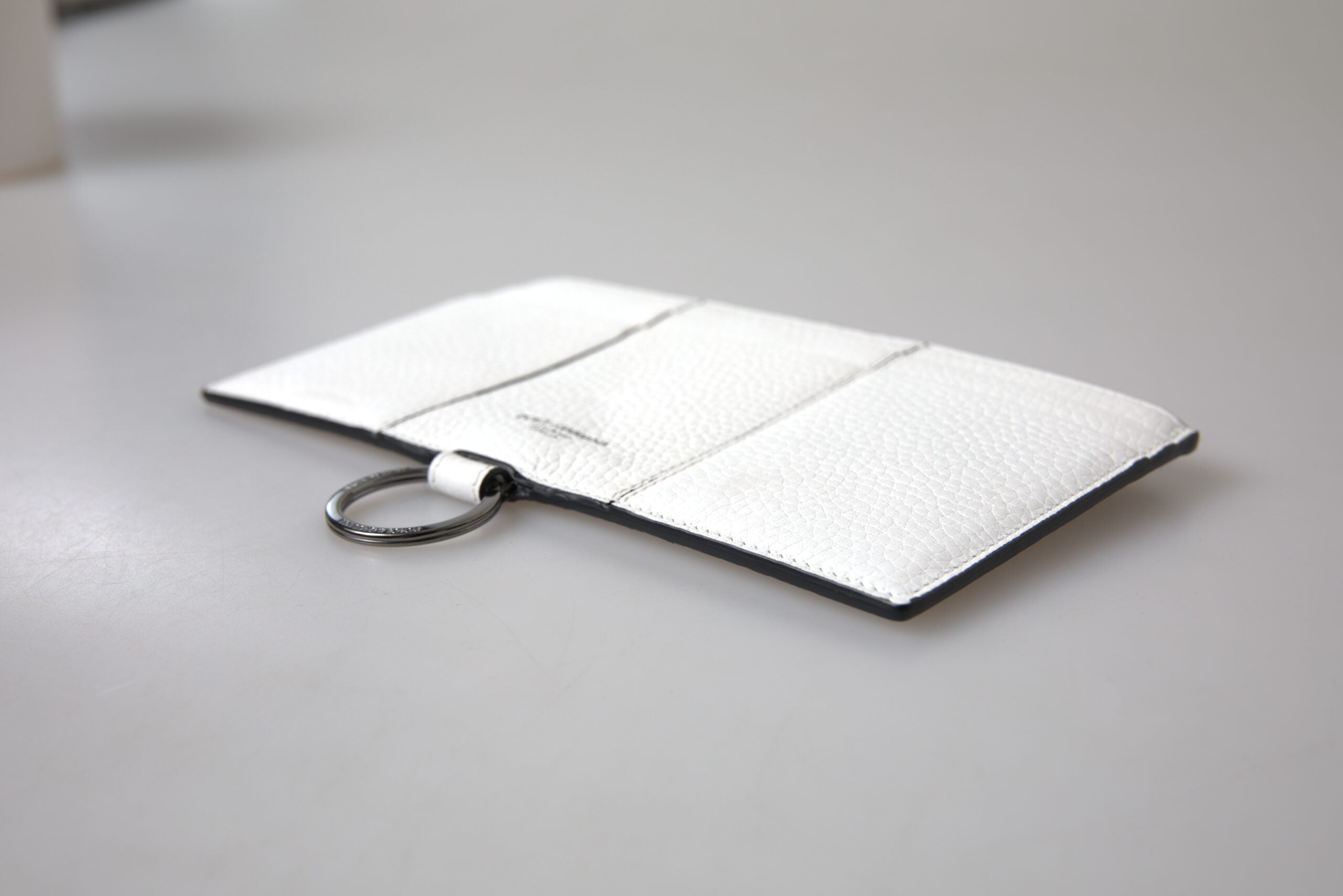 Dolce & Gabbana White Calfskin Leather Large Crossbody Card Holder Men's Wallet