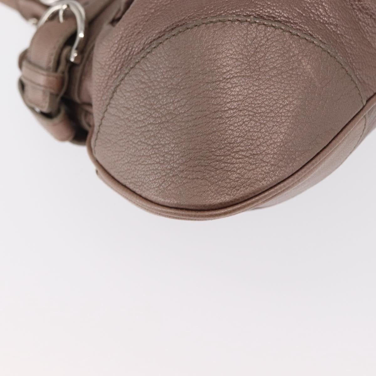 Salvatore Ferragamo Gancini Leather Beige Leather Handbag (Pre-Owned)