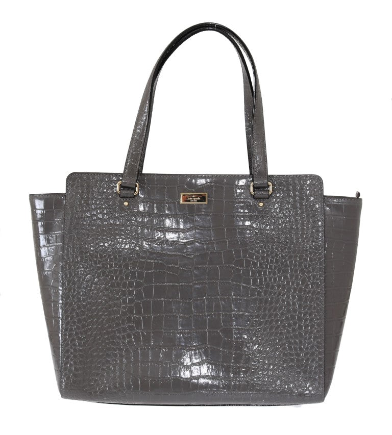 Kate Spade Grey Croc Embossed Leather Elissa Bristol Drive Tote HandWomen's Women's Bag