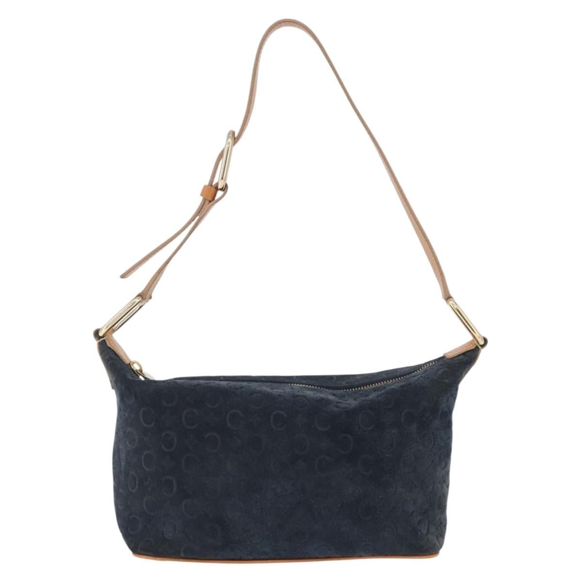 Celine C Macadam Shoulder Suede Navy Suede Handbag (Pre-Owned)