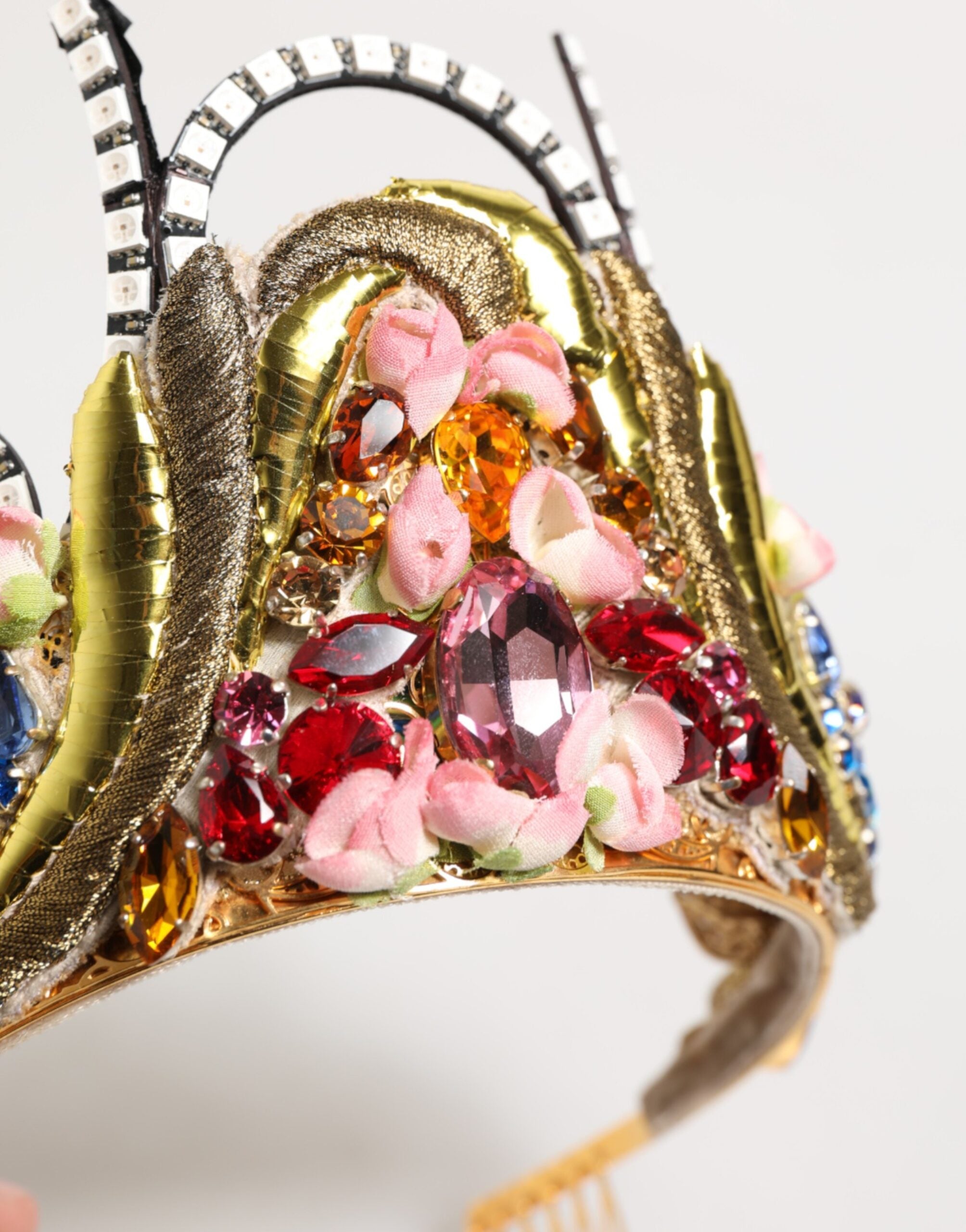 Dolce & Gabbana Gold Brass Crystal Embellished Headpiece Crown Women's Tiara (Pre-Owned)