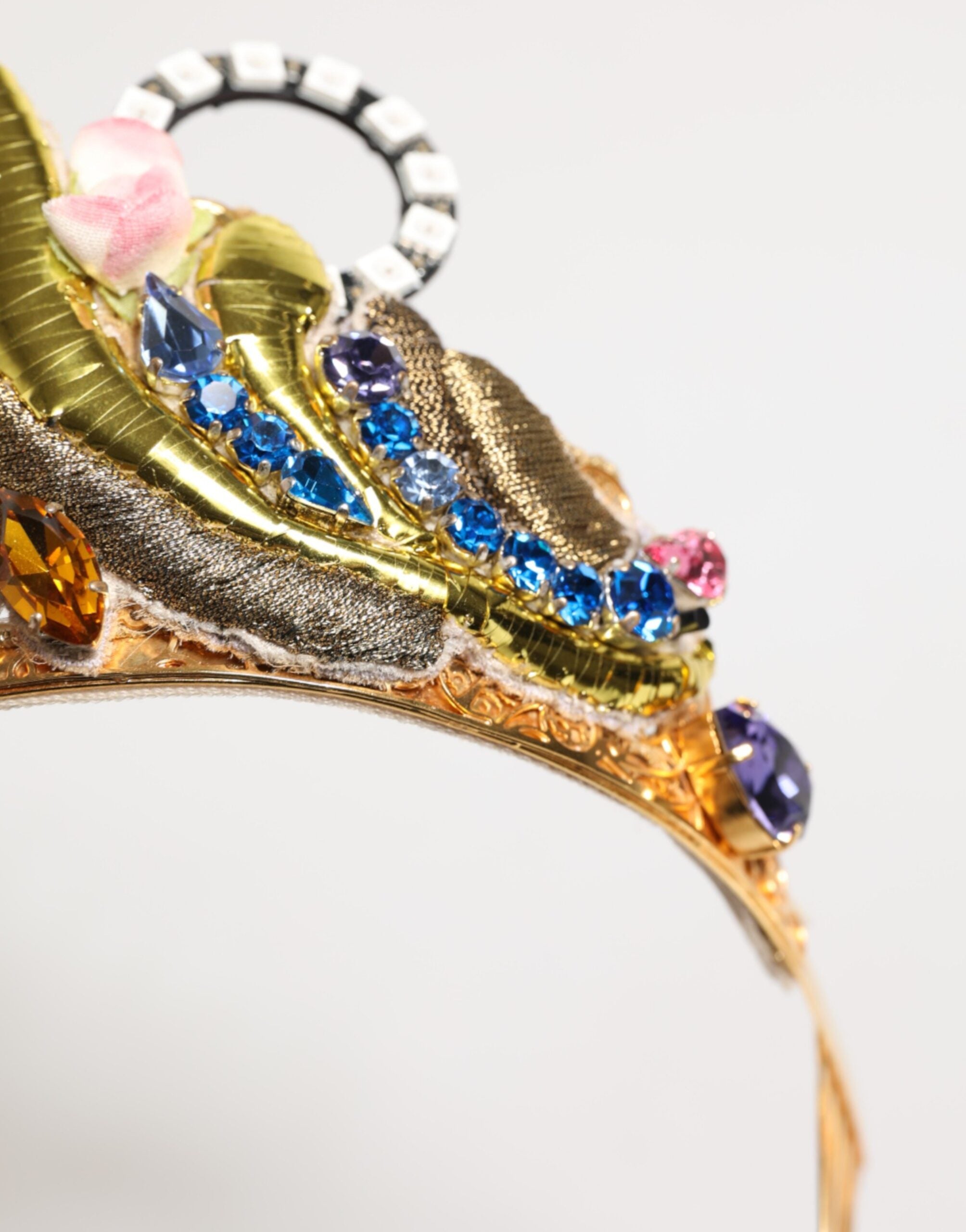 Dolce & Gabbana Gold Brass Crystal Embellished Headpiece Crown Women's Tiara (Pre-Owned)