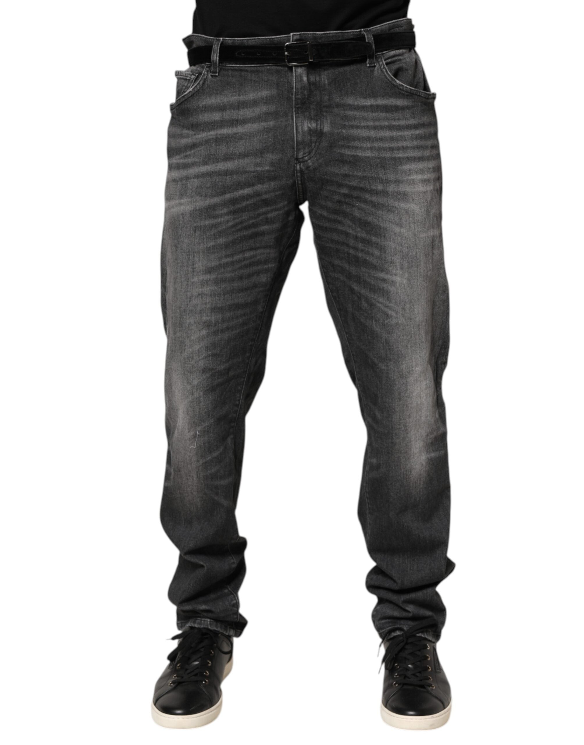 Dolce & Gabbana Black Gray Wash Slim Fit Straight Leg Denim Men's Jeans (Pre-Owned)