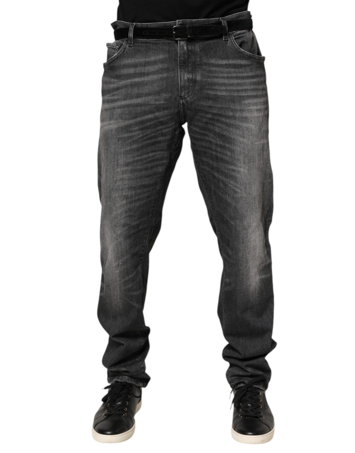 Dolce & Gabbana Black Gray Wash Slim Fit Straight Leg Denim Men's Jeans (Pre-Owned)